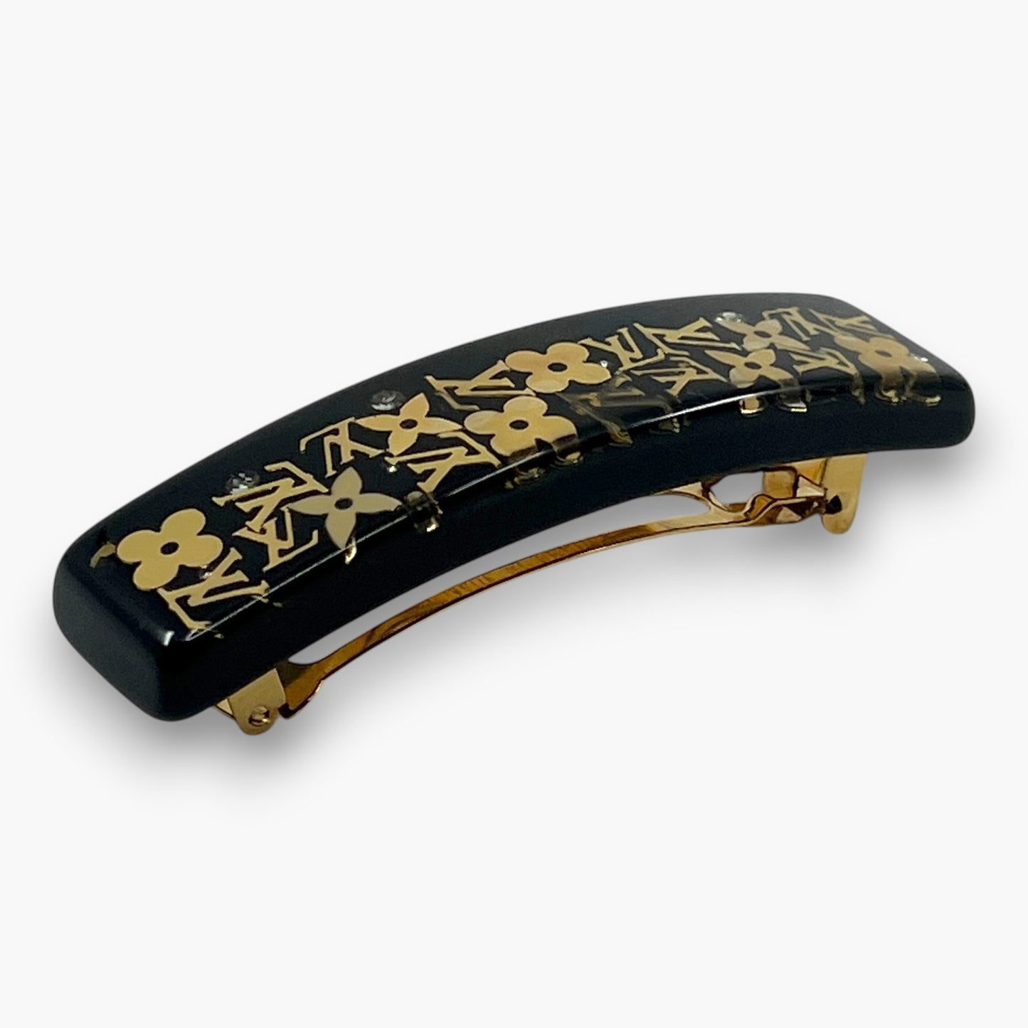 Louis Vuitton Inclusion Barrette Black Resin Monogram Hair Clip