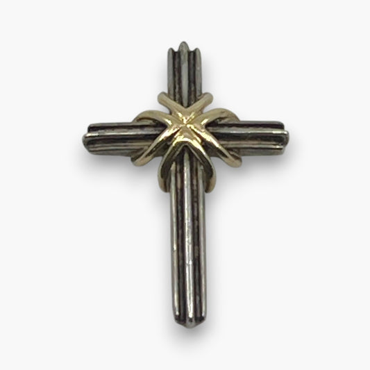 Tiffany & Co. Signature Cross Pendant Top Sterling Silver 925 18K Gold