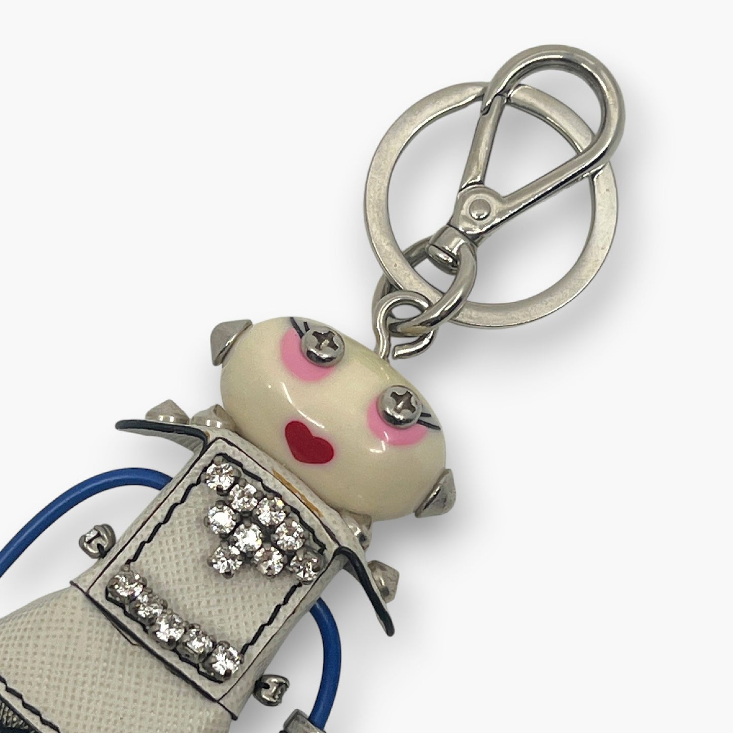 Prada Nancy Robot Key Ring Bag Charm Saffiano Leather