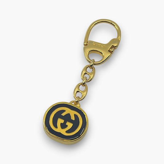 Gucci Interlocking GG Key Chain Charm Ring Gold-Tone with Box