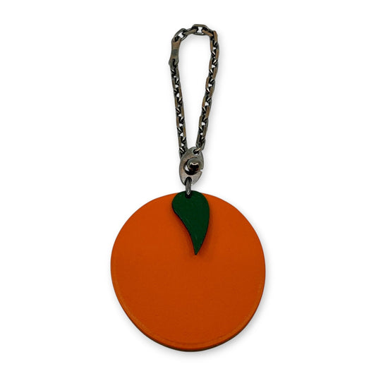Hermes Orange Fruit Leather Key Chain Bag Charm with Box