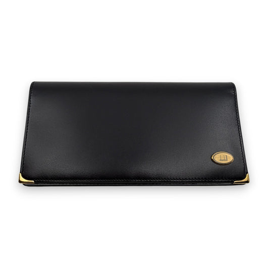 Dunhill Black Leather Long Wallet w/ Brand Card Dust Bag Box