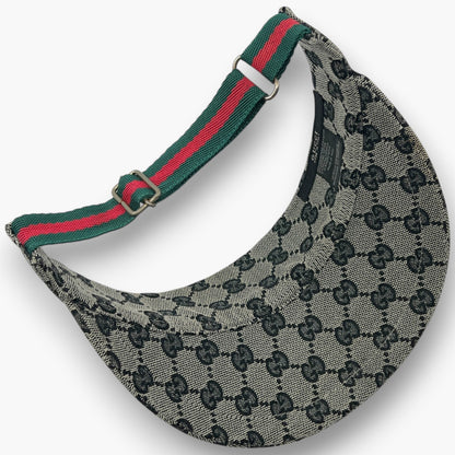 Gucci GG Canvas Adjustable Sun Visor Gray Web Stripe Sherry Line