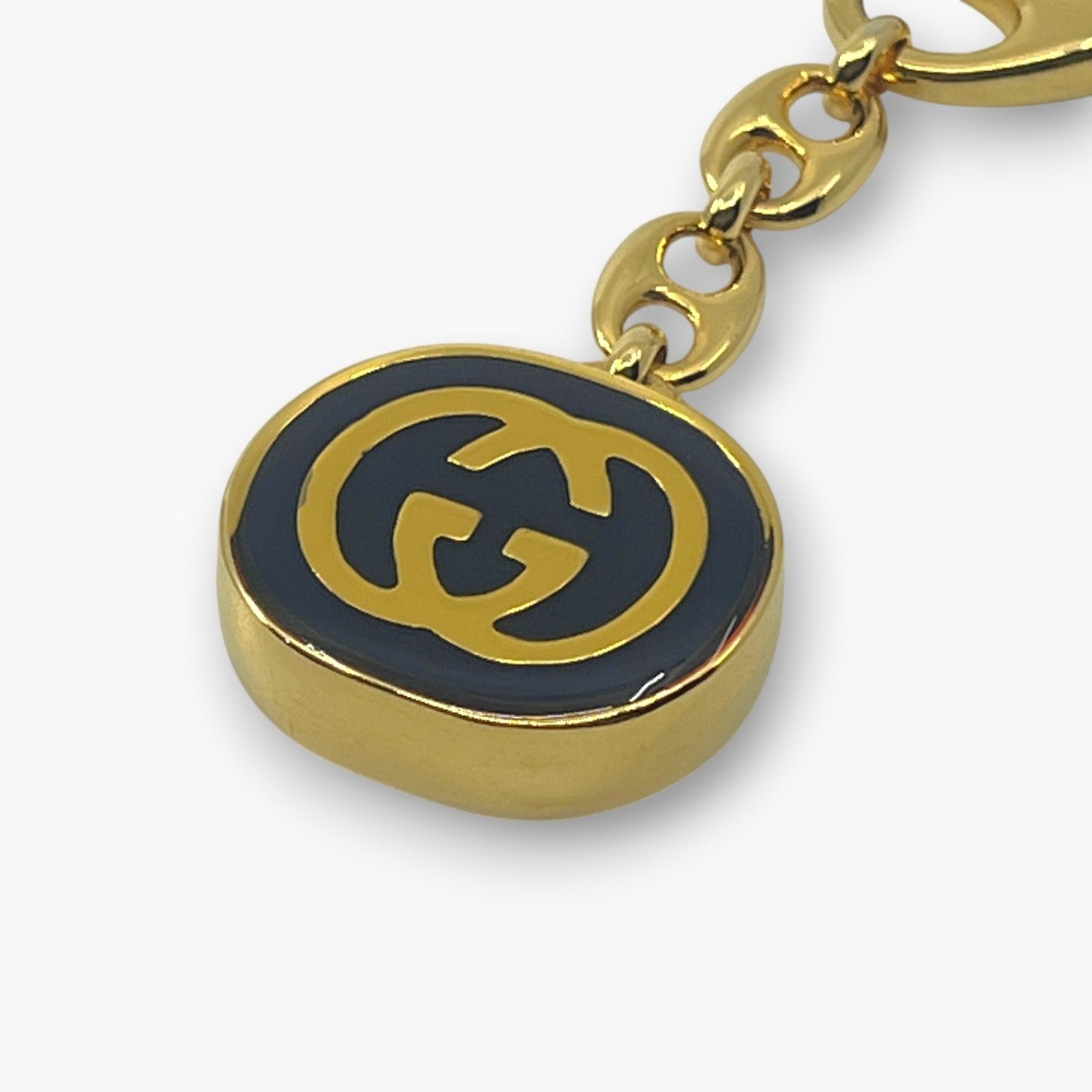 Gucci Interlocking GG Key Chain Charm Ring Gold-Tone with Box