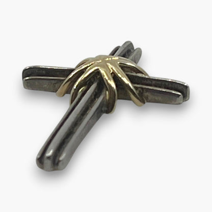 Tiffany & Co. Signature Cross Pendant Top Sterling Silver 925 18K Gold