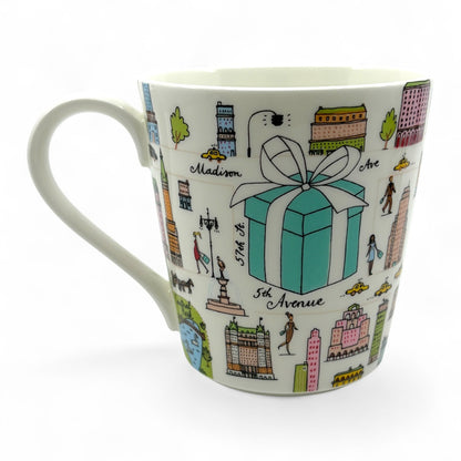 Tiffany & Co. 5th Avenue Bone China Mug 2 Cups Pair Set in NYC Design w/ Box