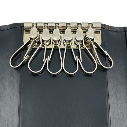 Dunhill Black Leather Key Case with 6 Silver-Tone Hooks w/ Box Card Cloth