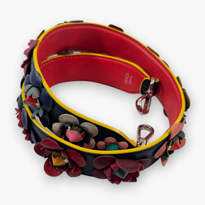Fendi Strap You Flowerland Multicolor Leather Floral Shoulder Bag Strap Studded