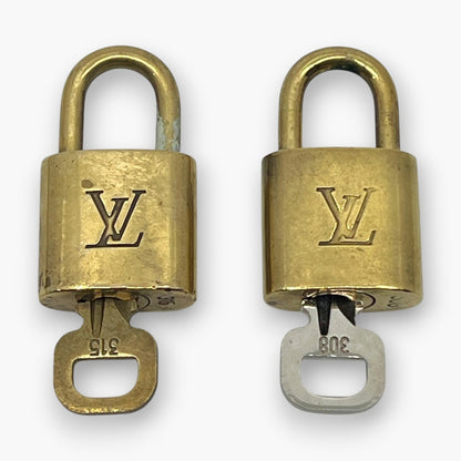 Louis Vuitton Padlock Set of 10 Gold-Tone Brass Locks & Keys pj260605