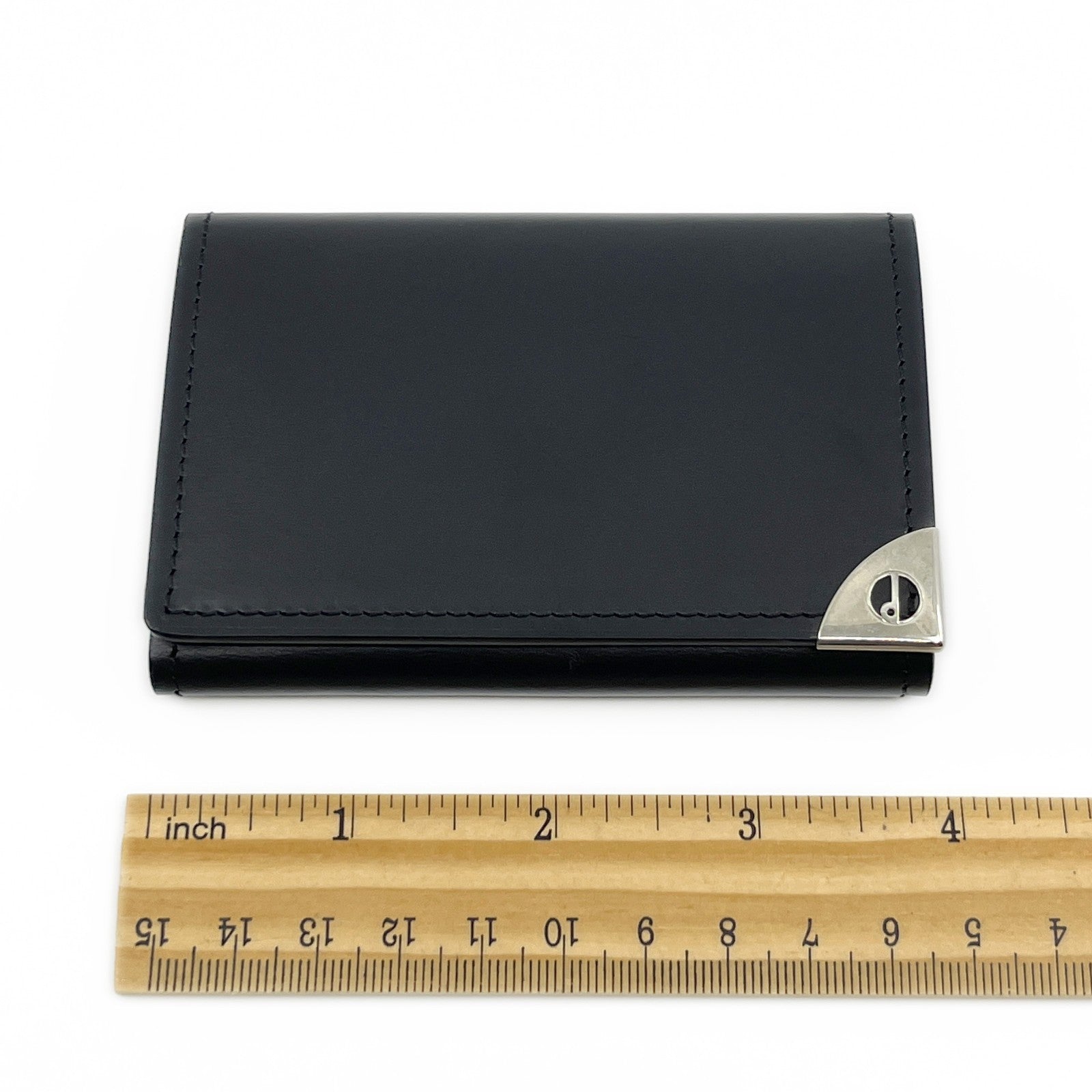 Dunhill Black Leather Key Case with 6 Silver-Tone Hooks w/ Box Card Cloth