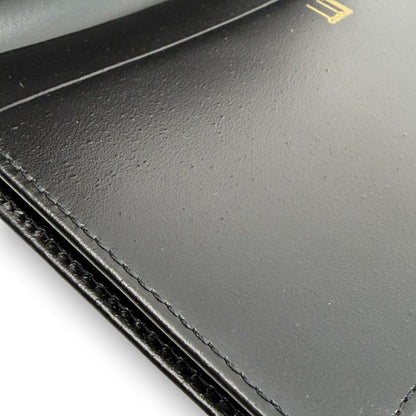 Dunhill Black Leather Long Wallet w/ Brand Card Dust Bag Box