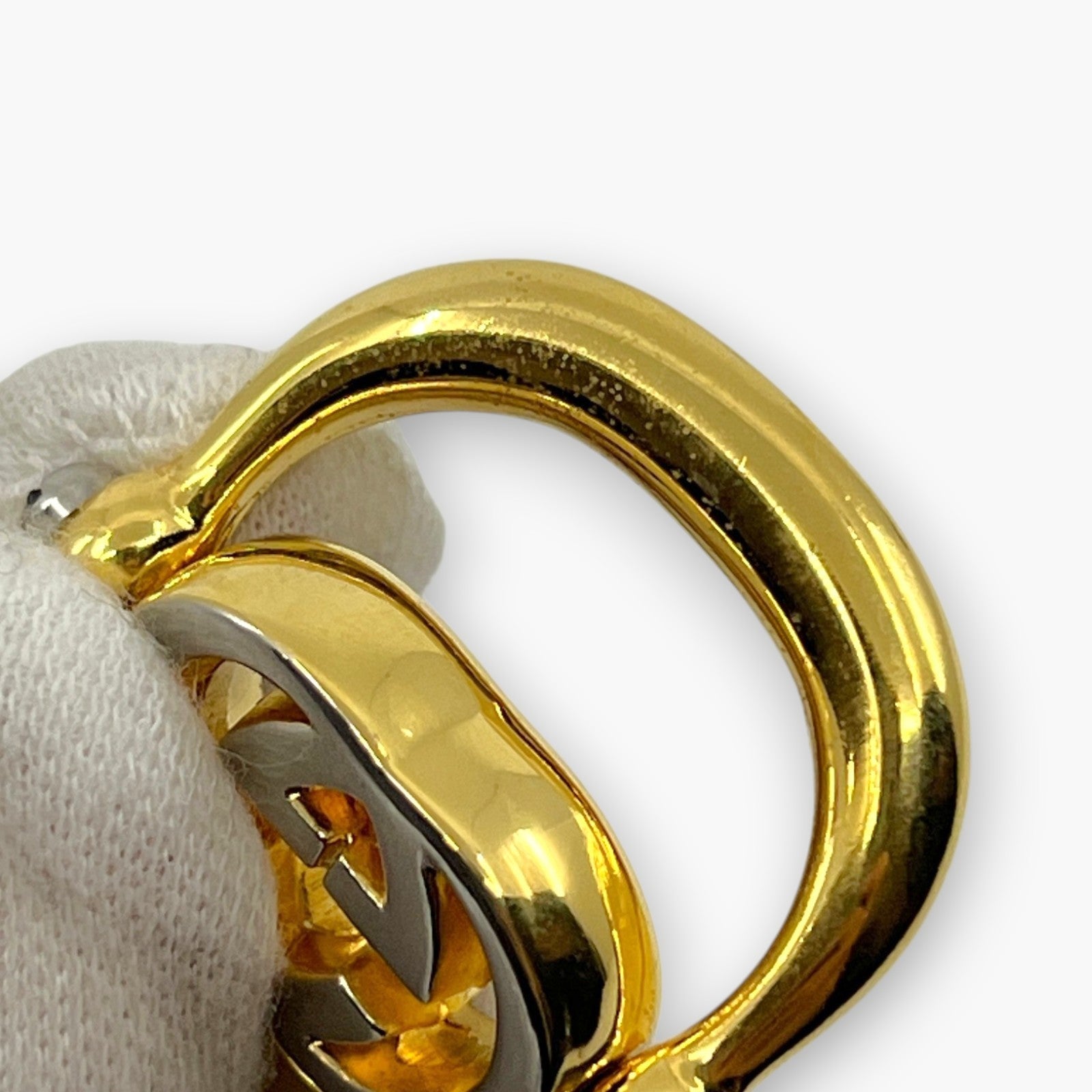 Gucci Interlocking GG Key Ring Gold Silver Tone Bag Charm with Box