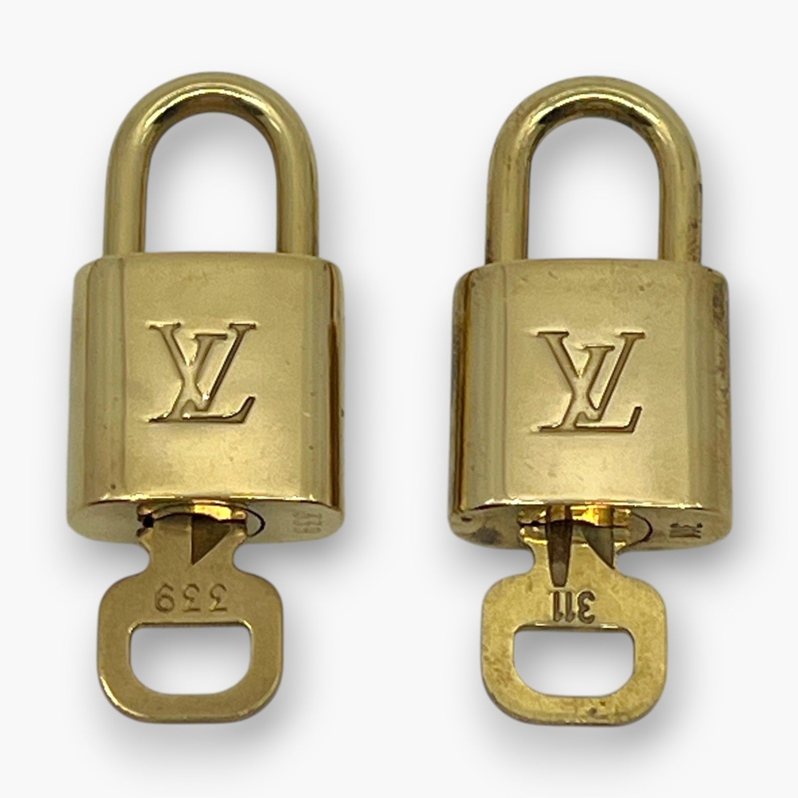 Louis Vuitton Padlock Lock with Key Brass Gold Set of 10 Bag Accessory