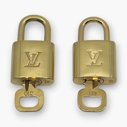 Louis Vuitton Padlock Lock with Key Brass Gold Set of 10 Bag Accessory