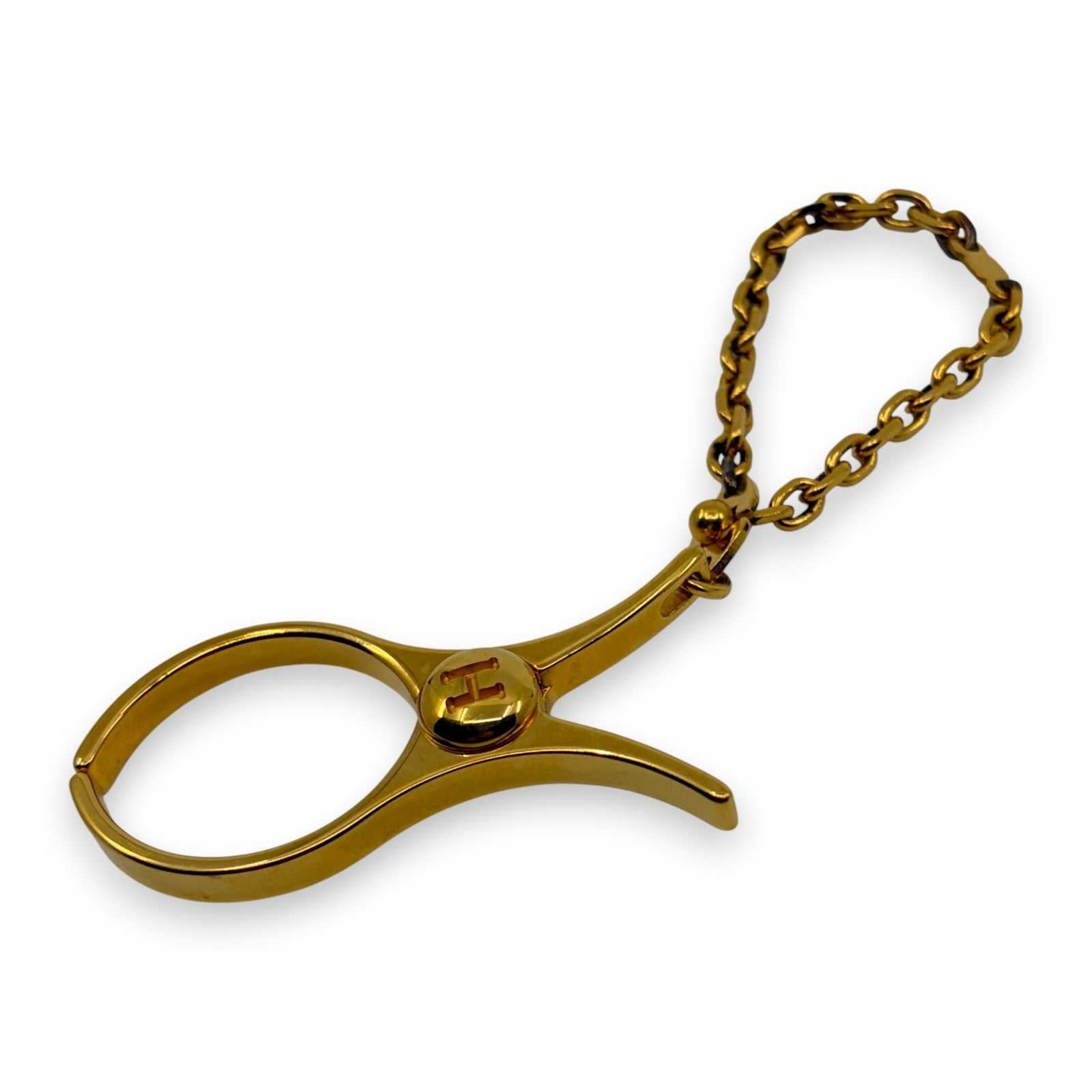Hermes Filou Glove Holder Gold-Tone Metal with Chain