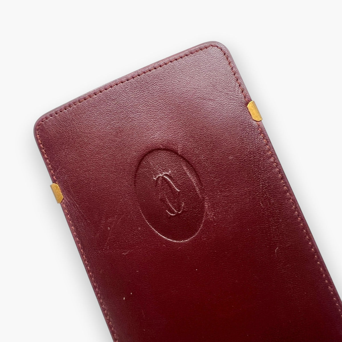 Cartier Must de Cartier Eyeglasses Case Bordeaux Leather with Box Certificate