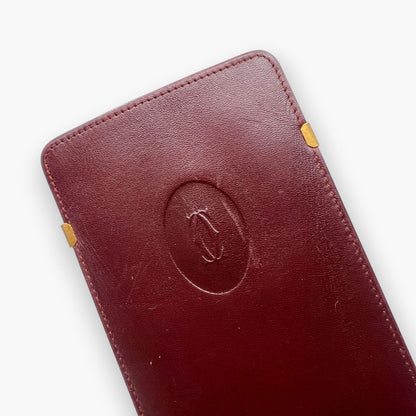 Cartier Must de Cartier Eyeglasses Case Bordeaux Leather with Box Certificate