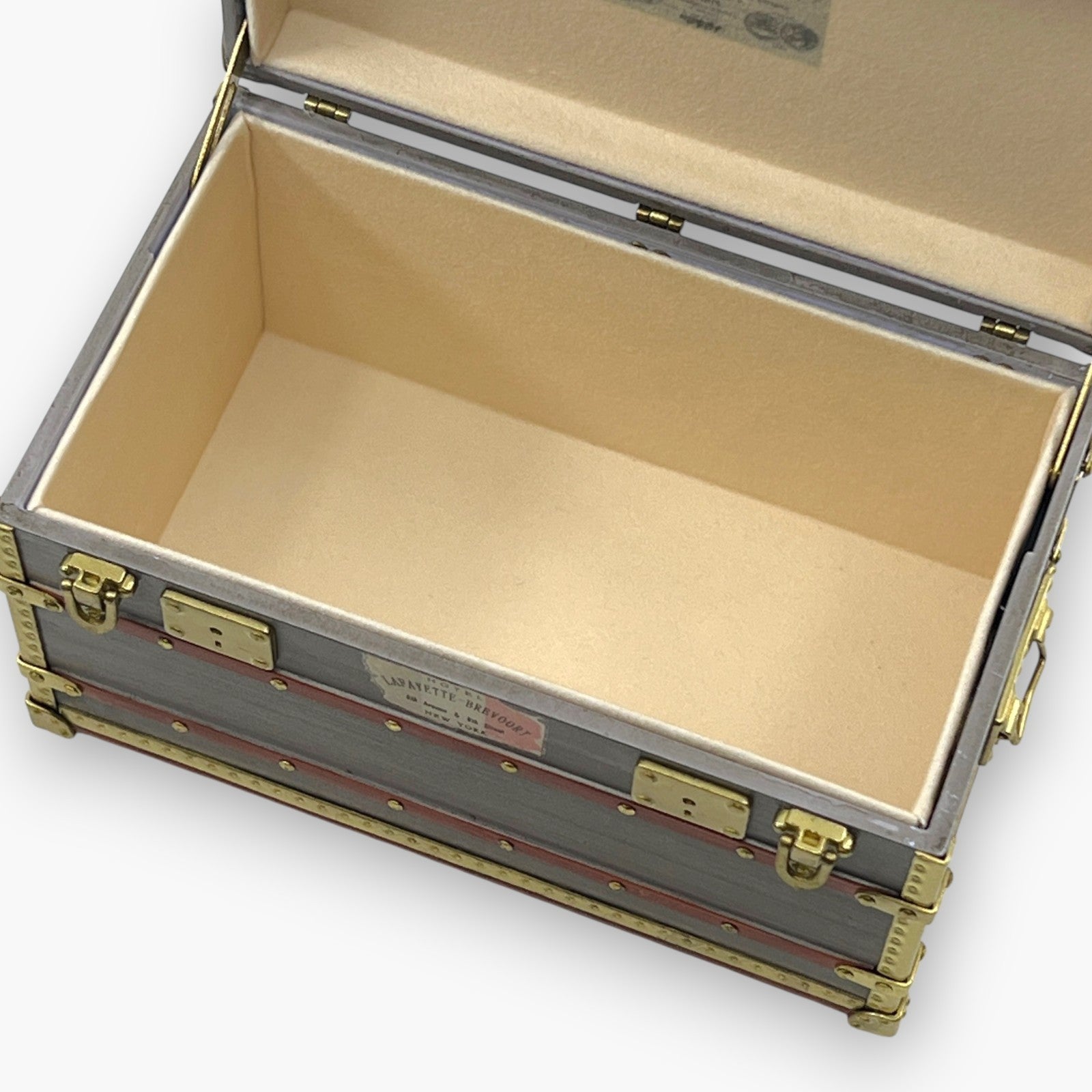 Louis Vuitton Mini Malle Zinc Trunk Paperweight Jewelry Box w/ Box Authentic