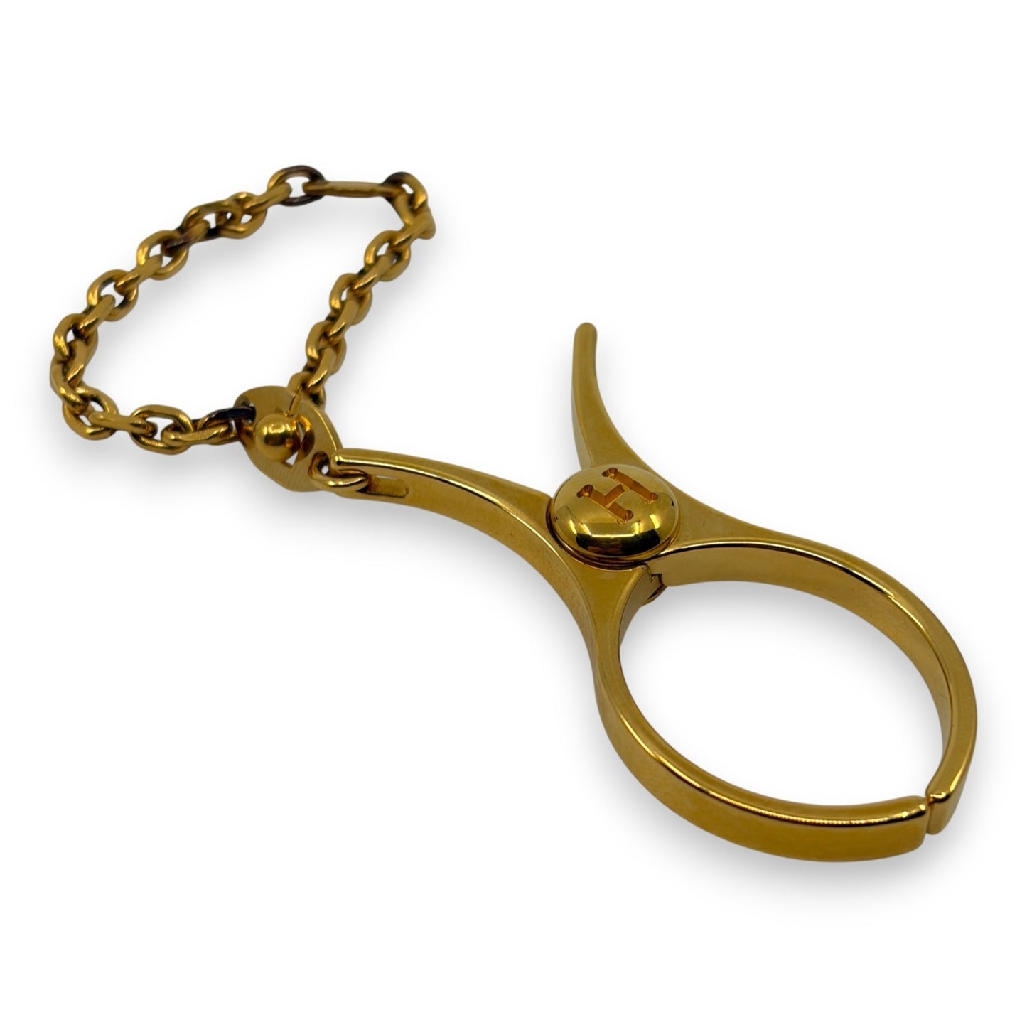 Hermes Filou Glove Holder Gold-Tone Metal with Chain