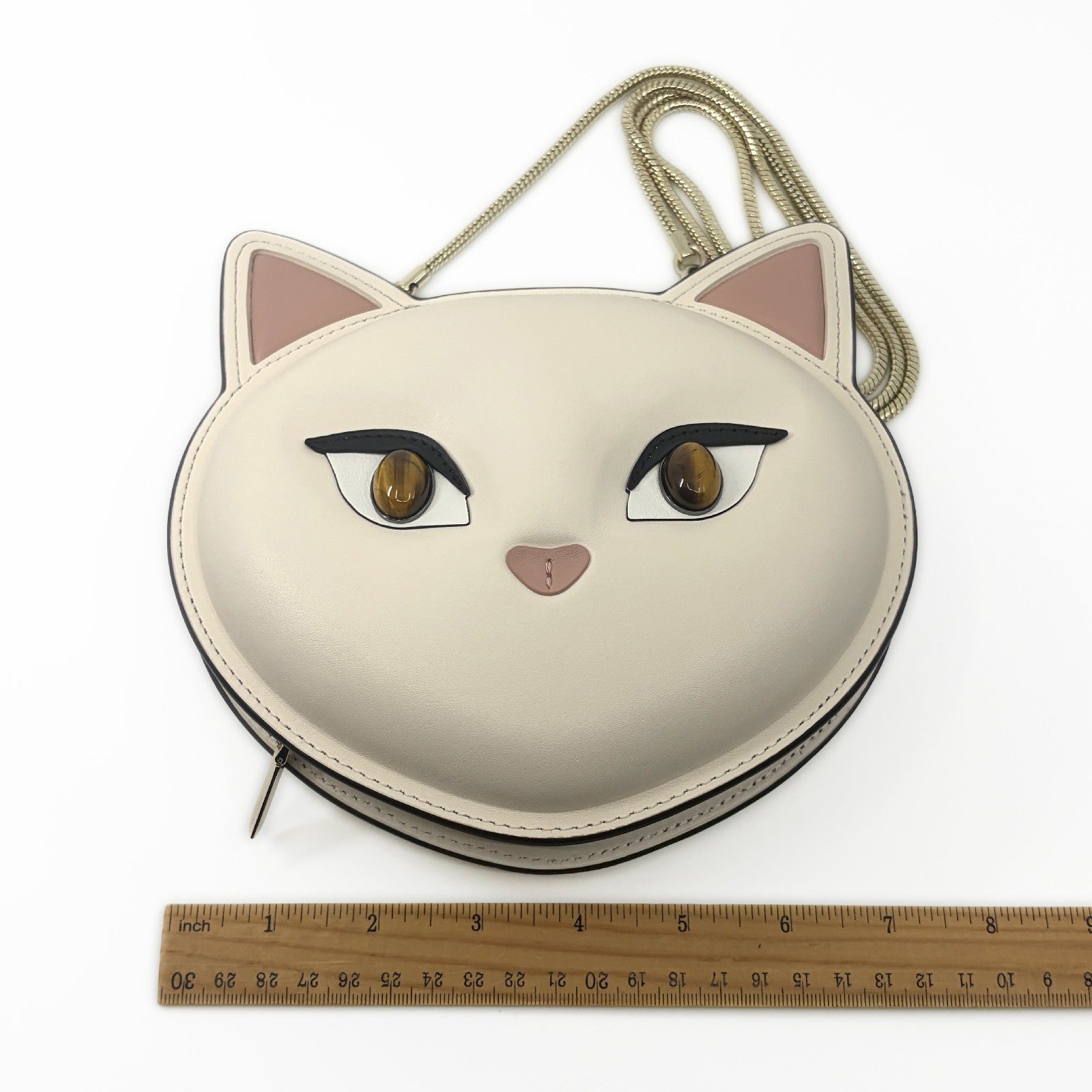 Kate Spade New York Cat Crossbody Bag Meow Cat White Leather Feline Design