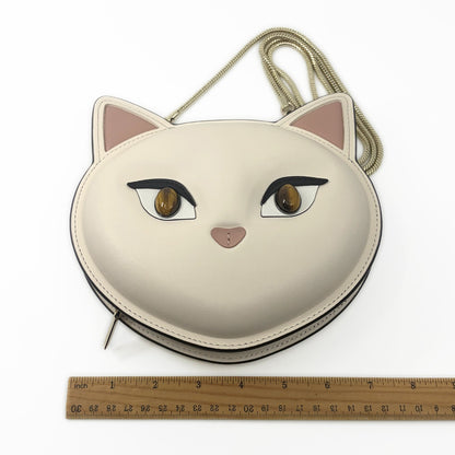 Kate Spade New York Cat Crossbody Bag Meow Cat White Leather Feline Design