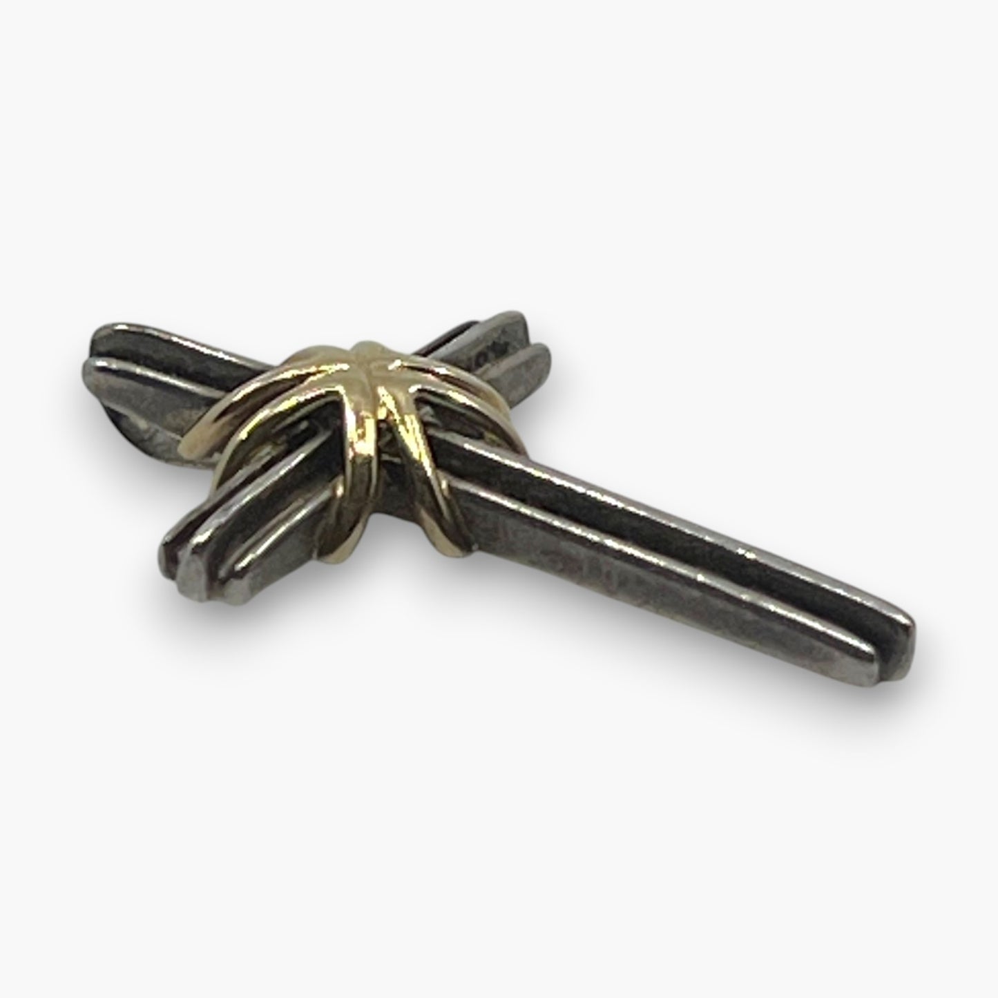 Tiffany & Co. Signature Cross Pendant Top Sterling Silver 925 18K Gold