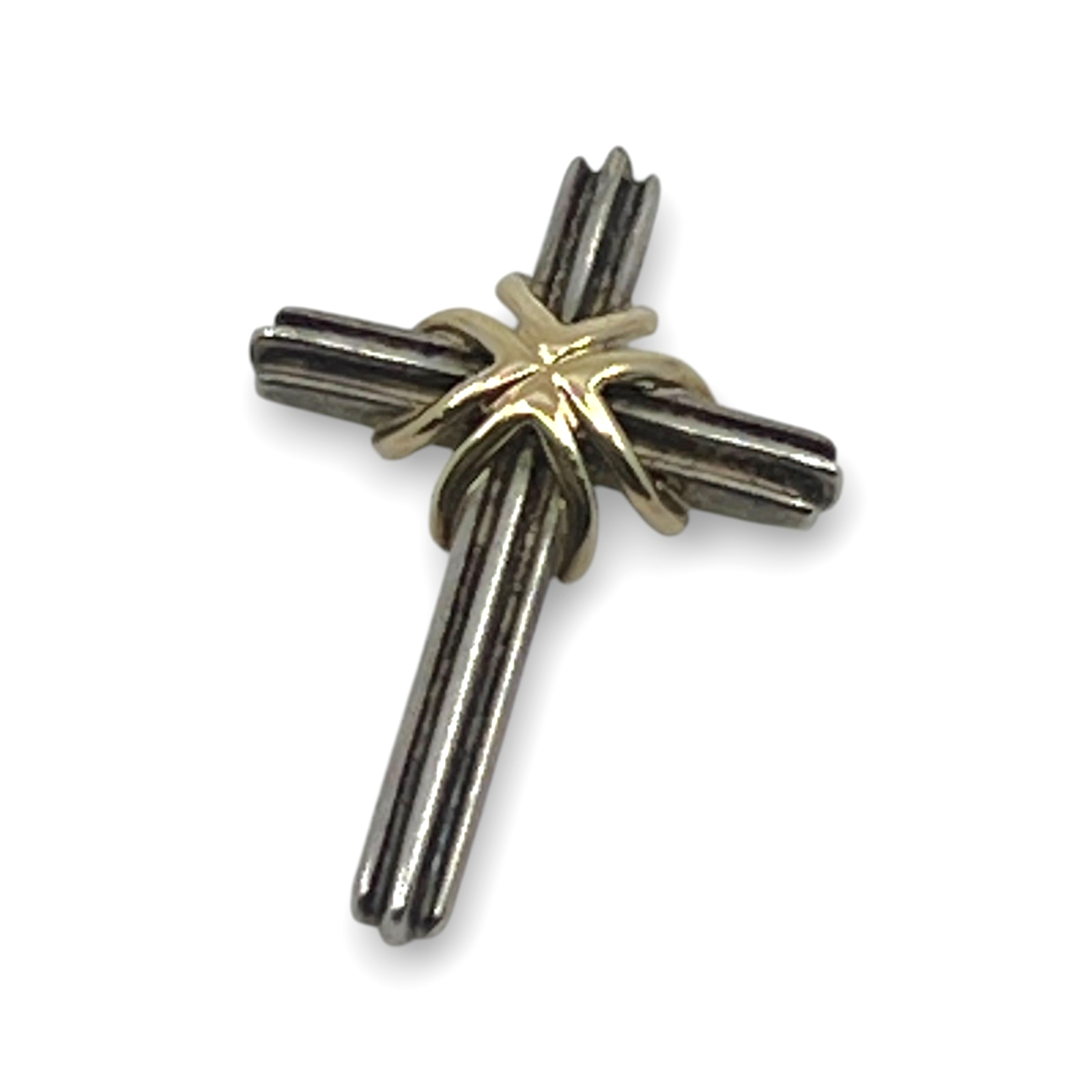 Tiffany & Co. Signature Cross Pendant Top Sterling Silver 925 18K Gold