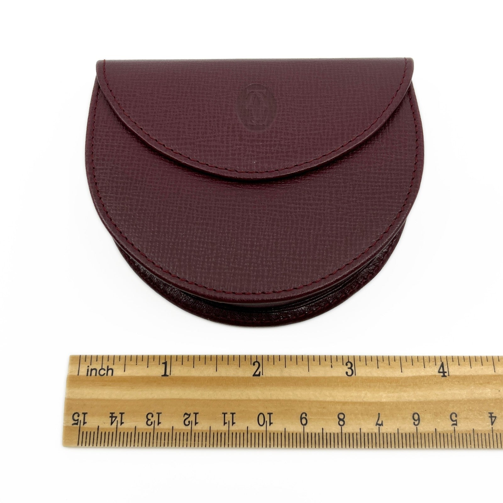 Must de Cartier Burgundy Leather Coin Purse w/ Box Cloth Certificate