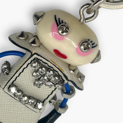 Prada Nancy Robot Key Ring Bag Charm Saffiano Leather