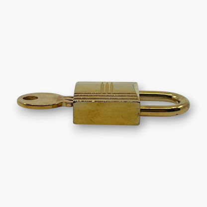 Hermes Cadena Padlock Gold-Tone Brass Lock & Key Set pj260608