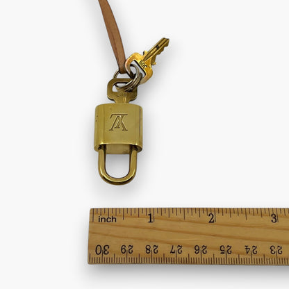 Louis Vuitton Cadena Gold-Tone Brass Padlock Key Set with Leather Clochette