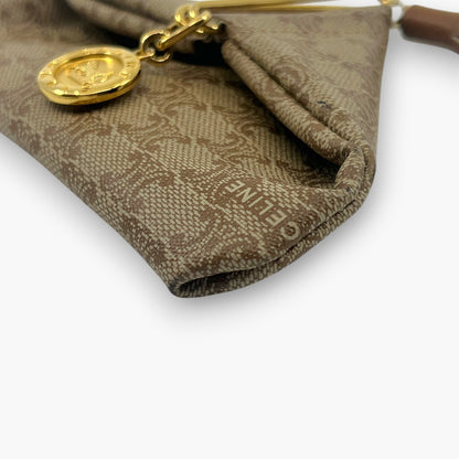 Celine Macadam Vintage Triangle Coin Purse Beige with Tassel Charm
