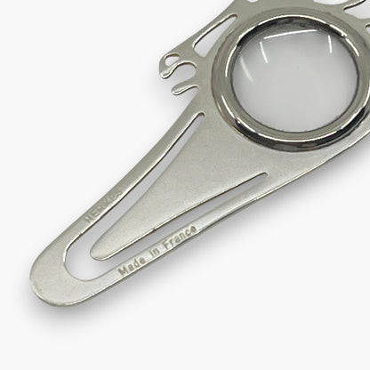 Hermes Cheval Horse Magnifying Glass Loupe Bookmark Silver-Tone with Case Box