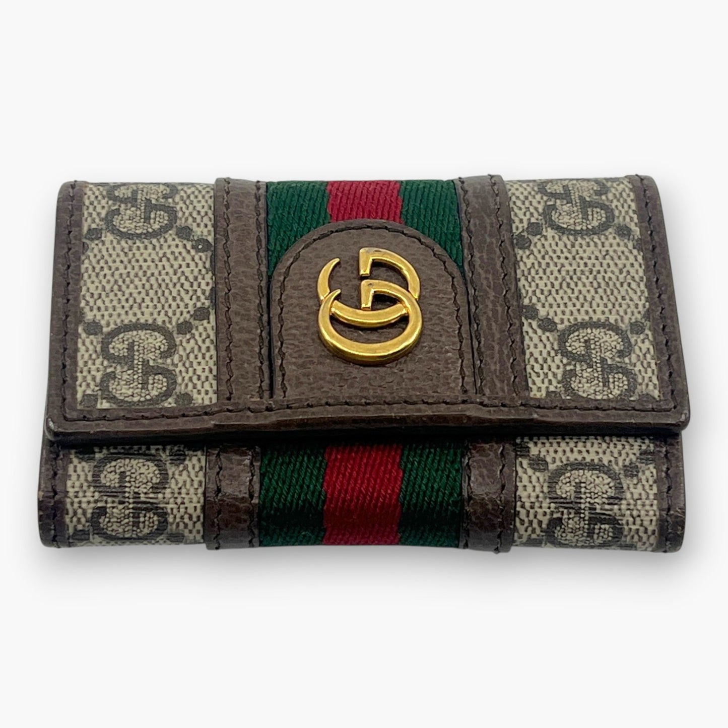 Gucci Ophidia GG Supreme Web Stripe 6-Key Case with Dust Bag