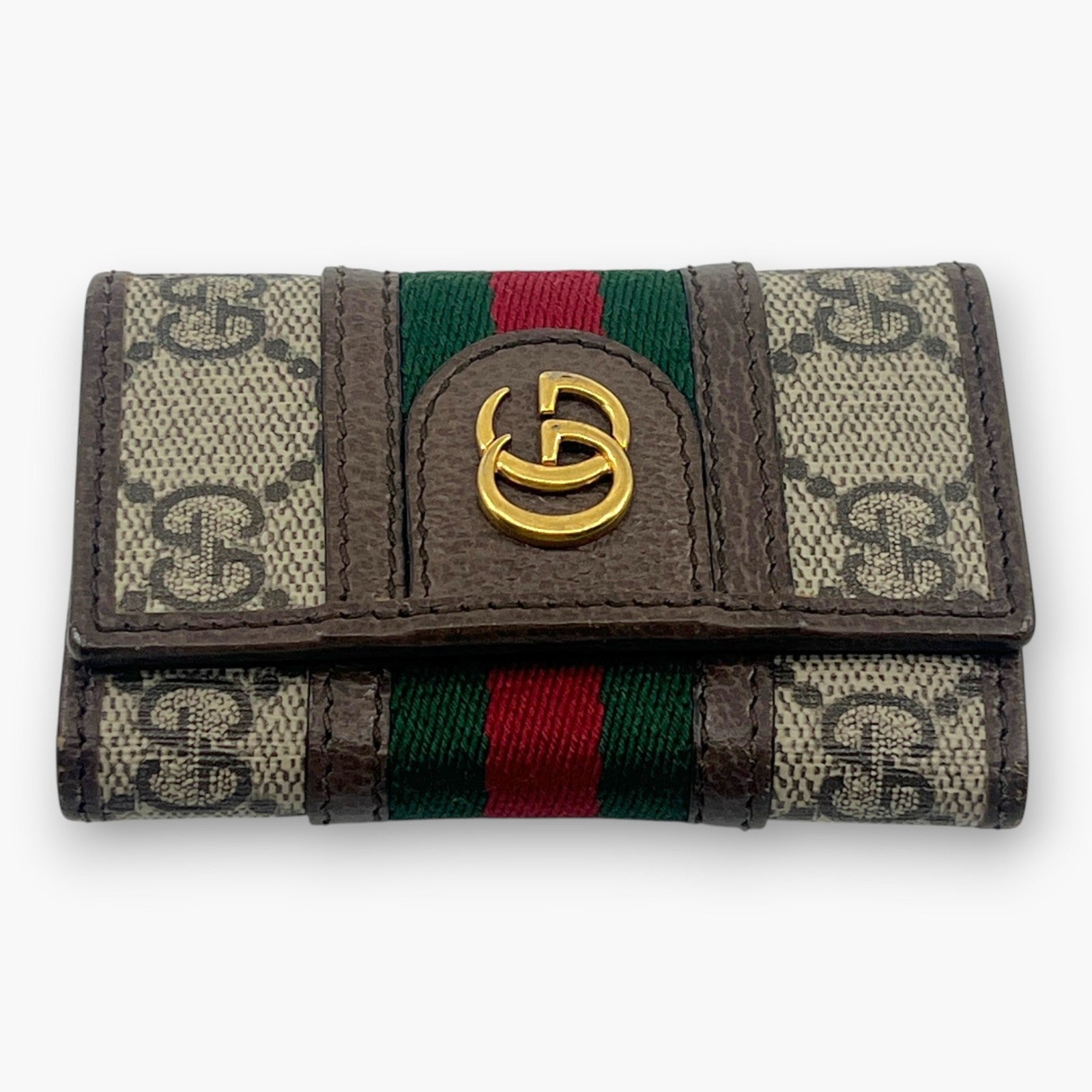Gucci Ophidia GG Supreme Web Stripe 6-Key Case with Dust Bag