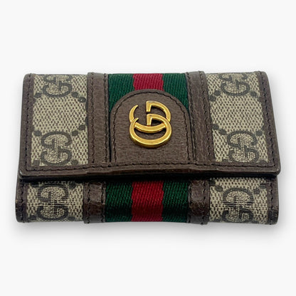 Gucci Ophidia GG Supreme Web Stripe 6-Key Case with Dust Bag