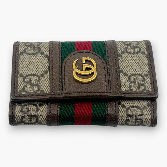 Gucci Ophidia GG Supreme Web Stripe 6-Key Case with Dust Bag
