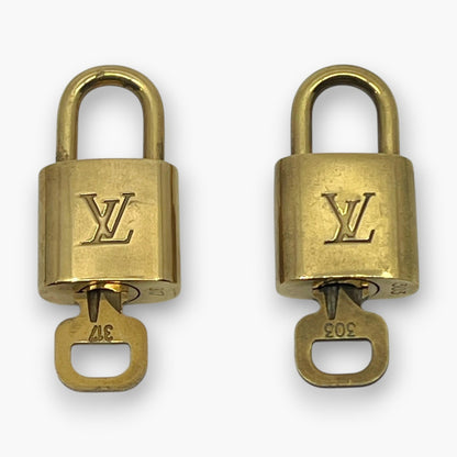 Louis Vuitton Padlock Set of 10 Gold-Tone Brass Locks & Keys pj260604