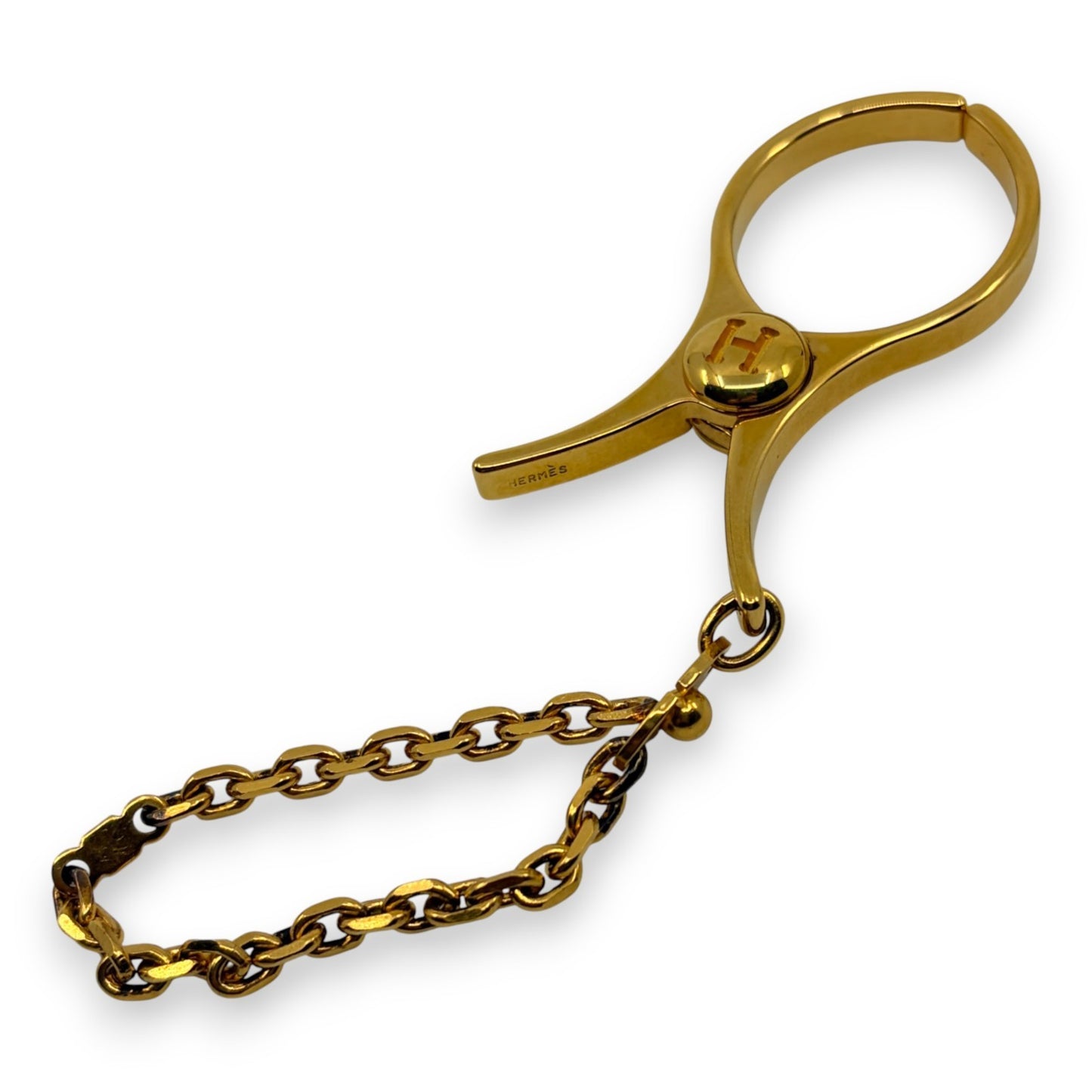 Hermes Filou Glove Holder Gold-Tone Metal with Chain