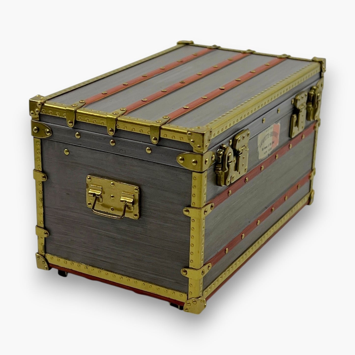 Louis Vuitton Mini Malle Zinc Trunk Paperweight Jewelry Box w/ Box Authentic