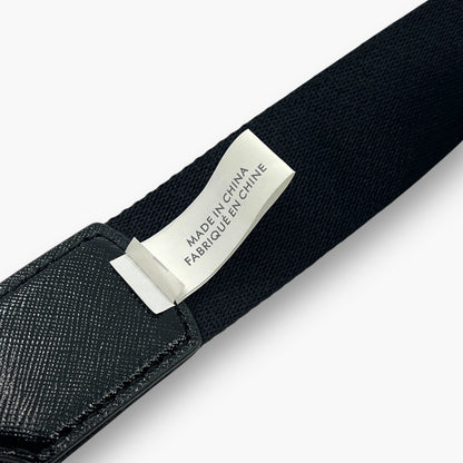 Marc Jacobs Logo Webbing Adjustable Shoulder Bag Strap Black Silver Yellow