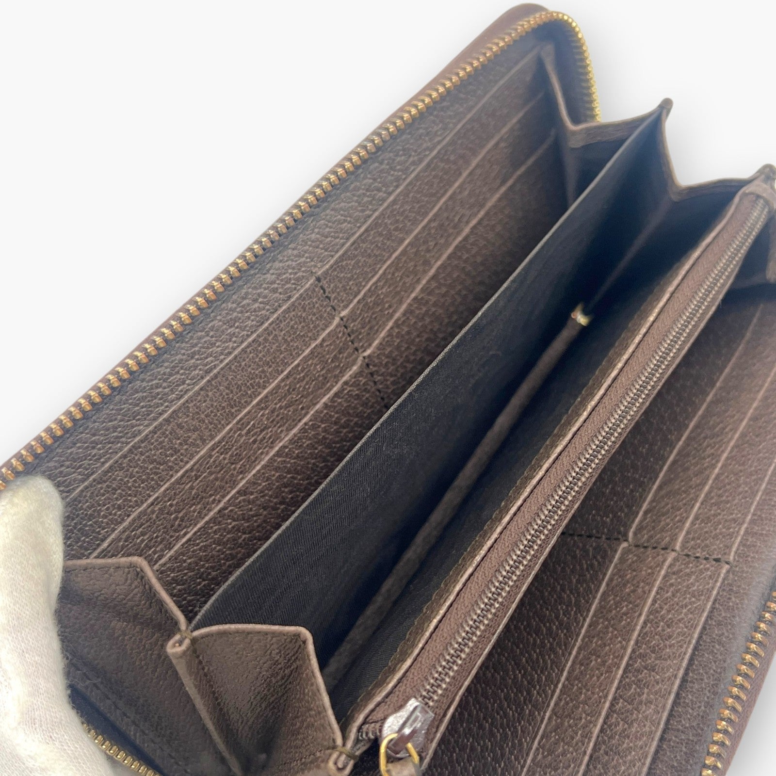 Gucci Ophidia GG Supreme Web Stripe Zip-Around Long Wallet Beige Monogram Logo