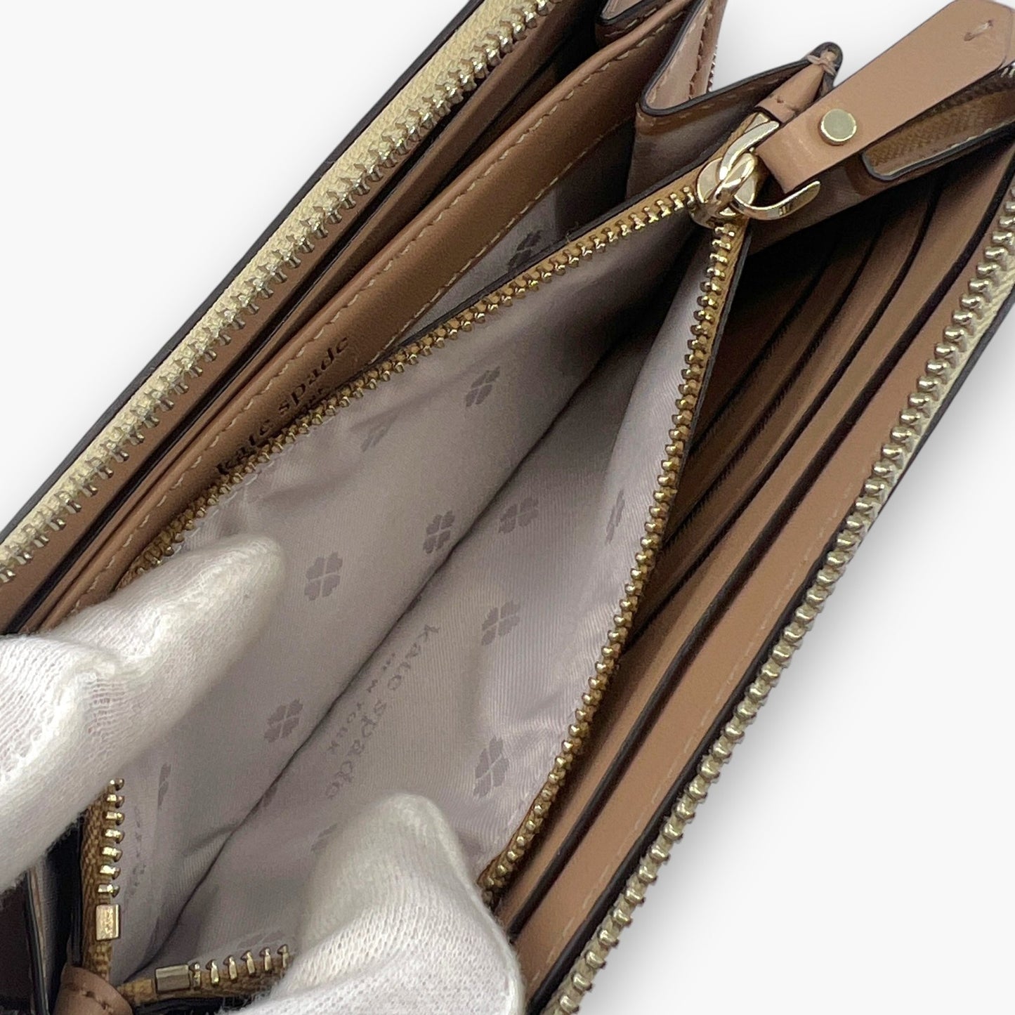 Kate Spade New York Gold Glitter Zip Around Continental Wallet