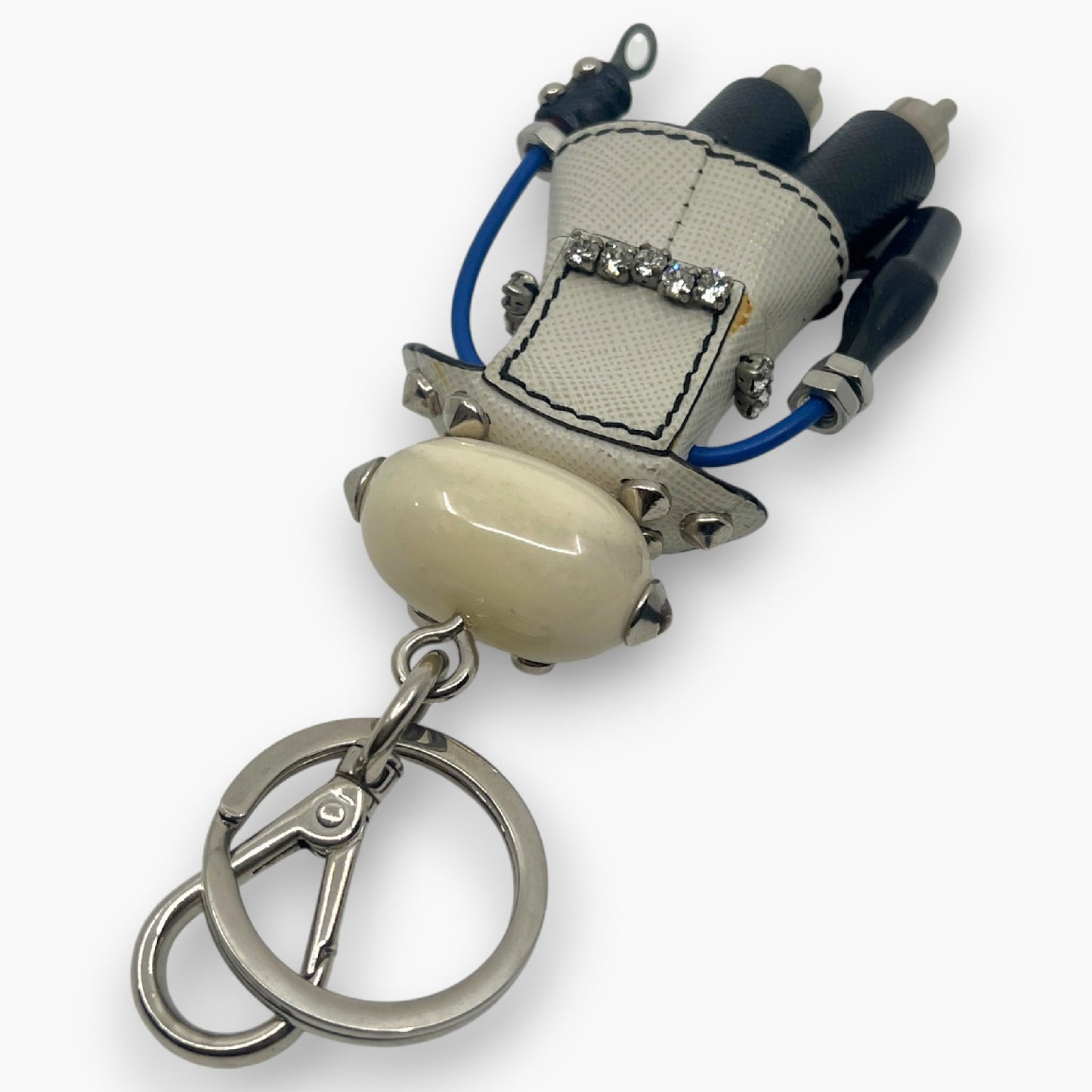 Prada Nancy Robot Key Ring Bag Charm Saffiano Leather