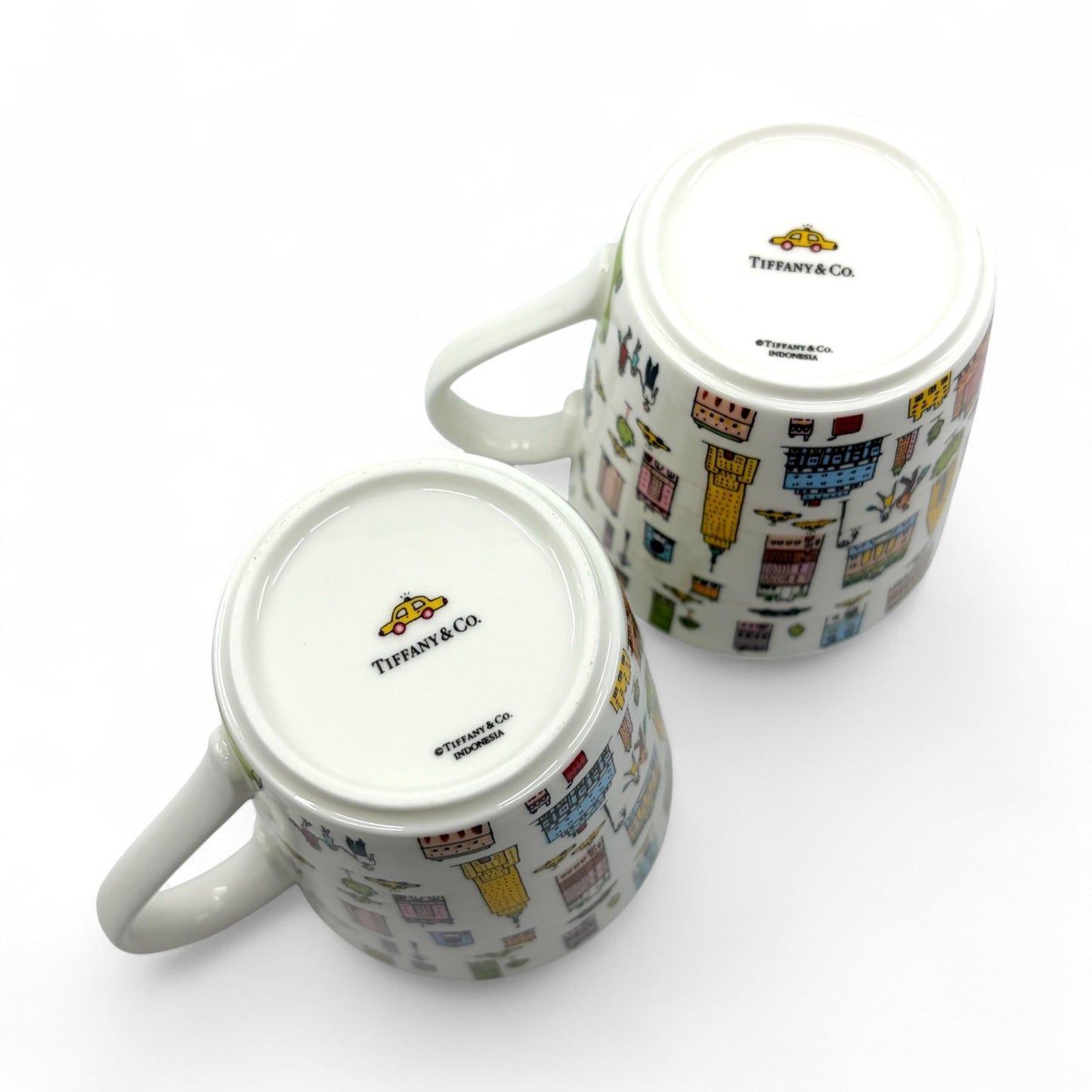 Tiffany & Co. 5th Avenue Bone China Mug 2 Cups Pair Set in NYC Design w/ Box