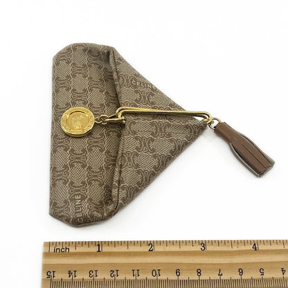 Celine Macadam Vintage Triangle Coin Purse Beige with Tassel Charm