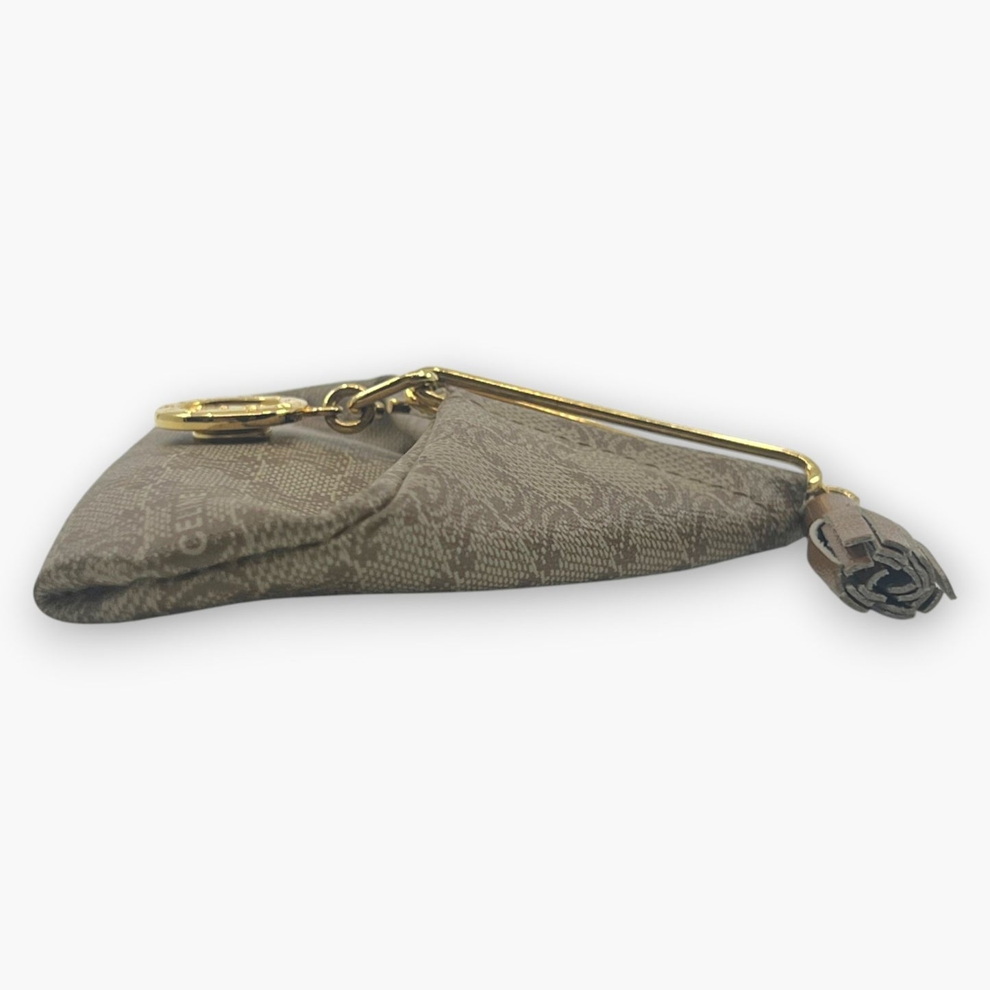 Celine Macadam Vintage Triangle Coin Purse Beige with Tassel Charm