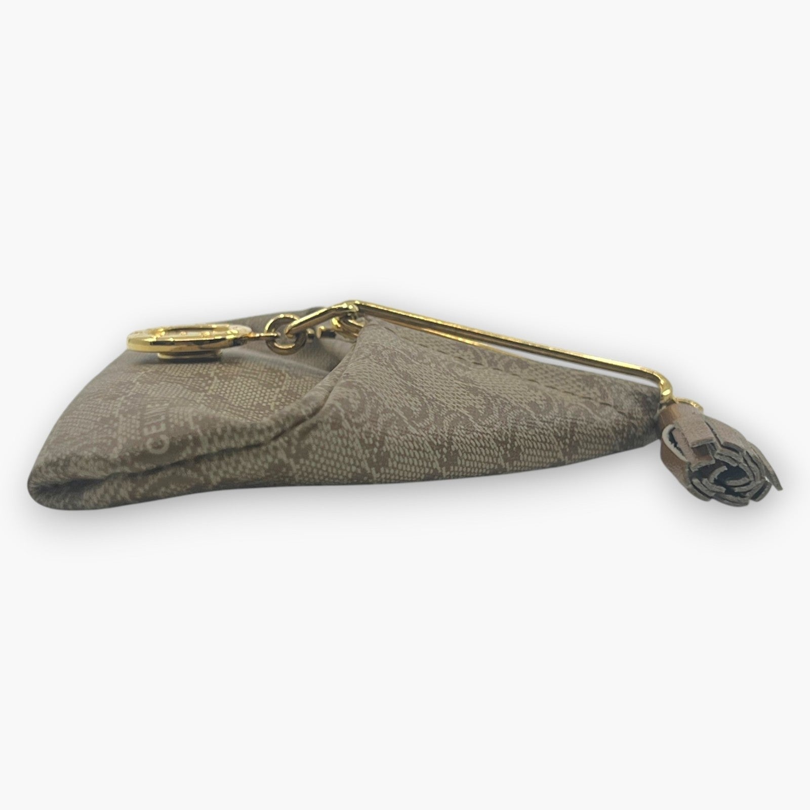 Celine Macadam Vintage Triangle Coin Purse Beige with Tassel Charm