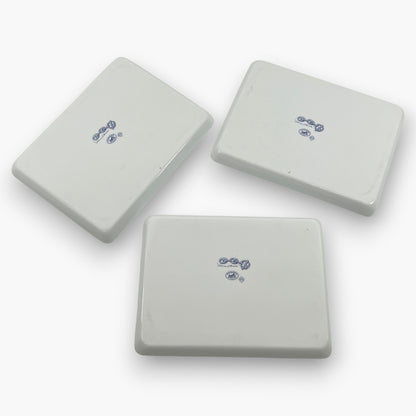 Hermes Chaine d'Ancre Porcelain Rectangular Change Tray Plate Set of 3 Auth