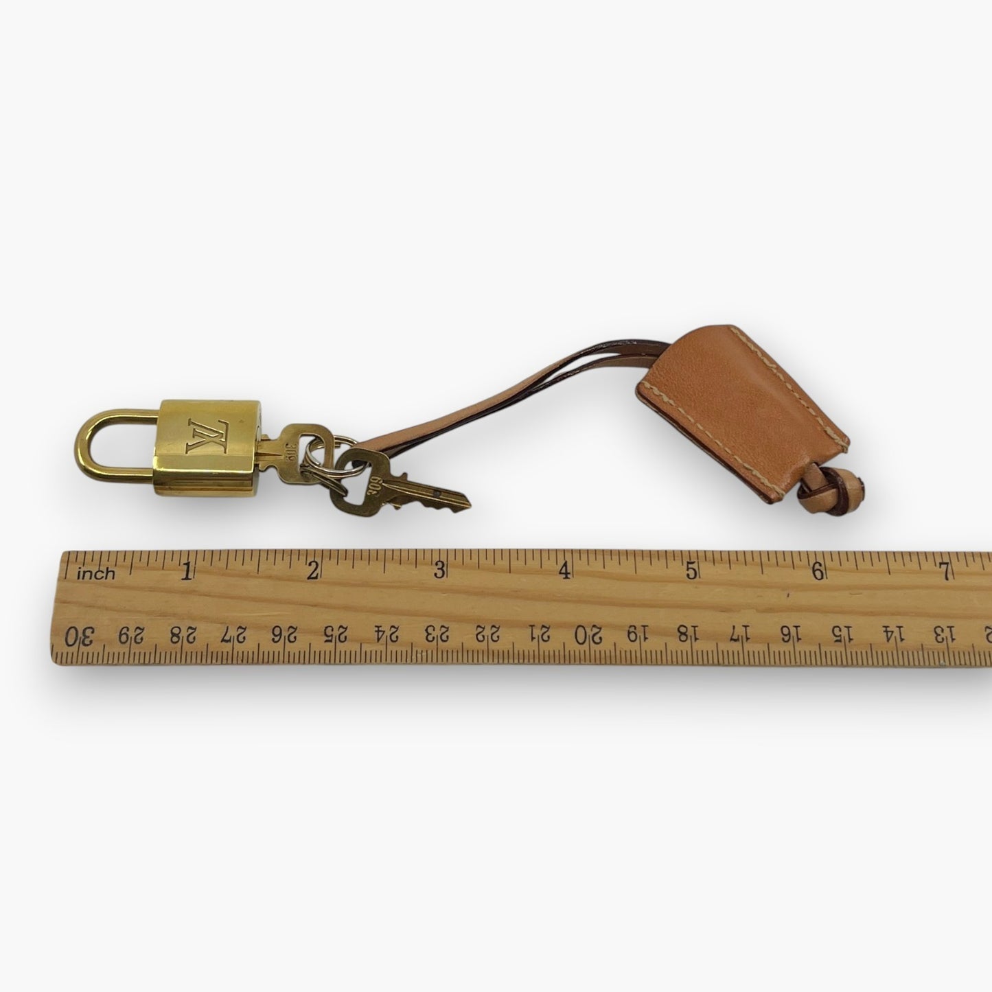 Louis Vuitton Cadena Gold-Tone Brass Padlock Key Set with Leather Clochette